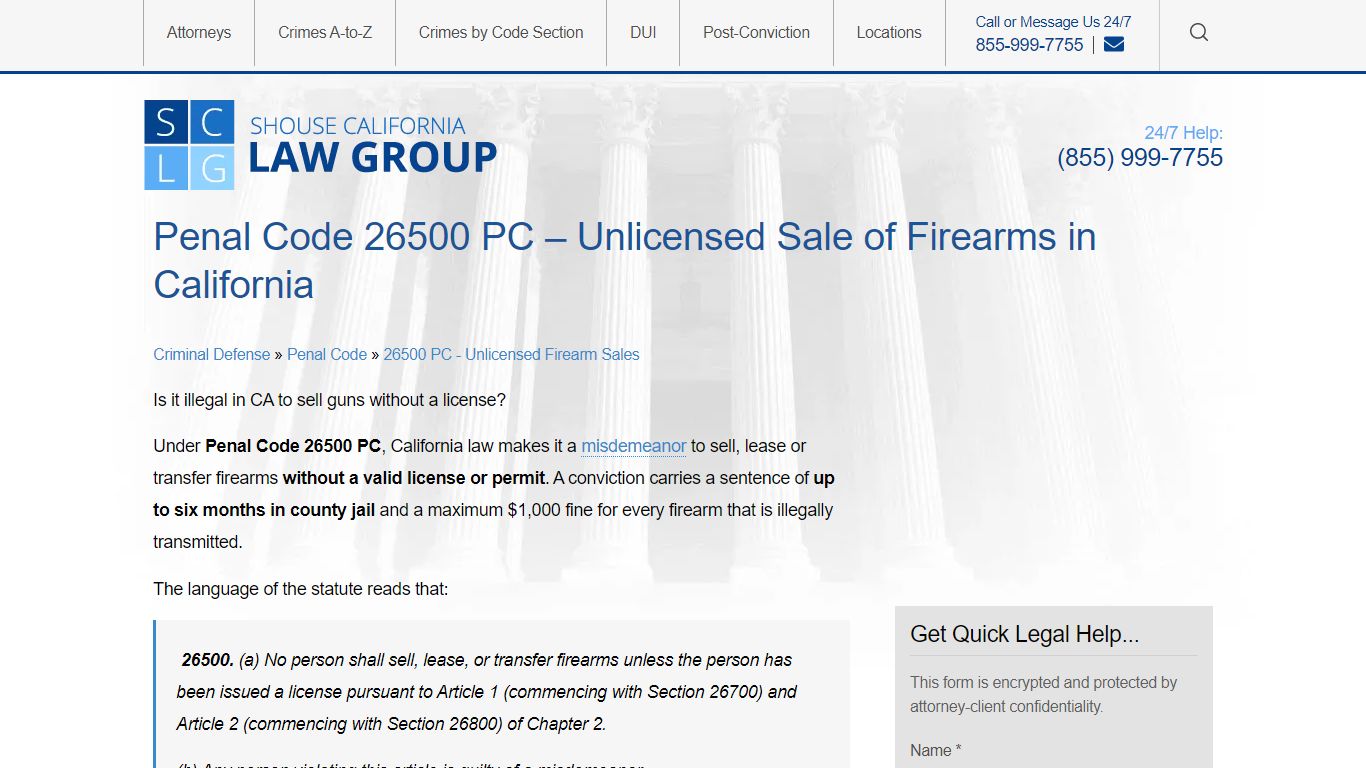 Penal Code 26500 PC - Unlicensed Guns Sales in California