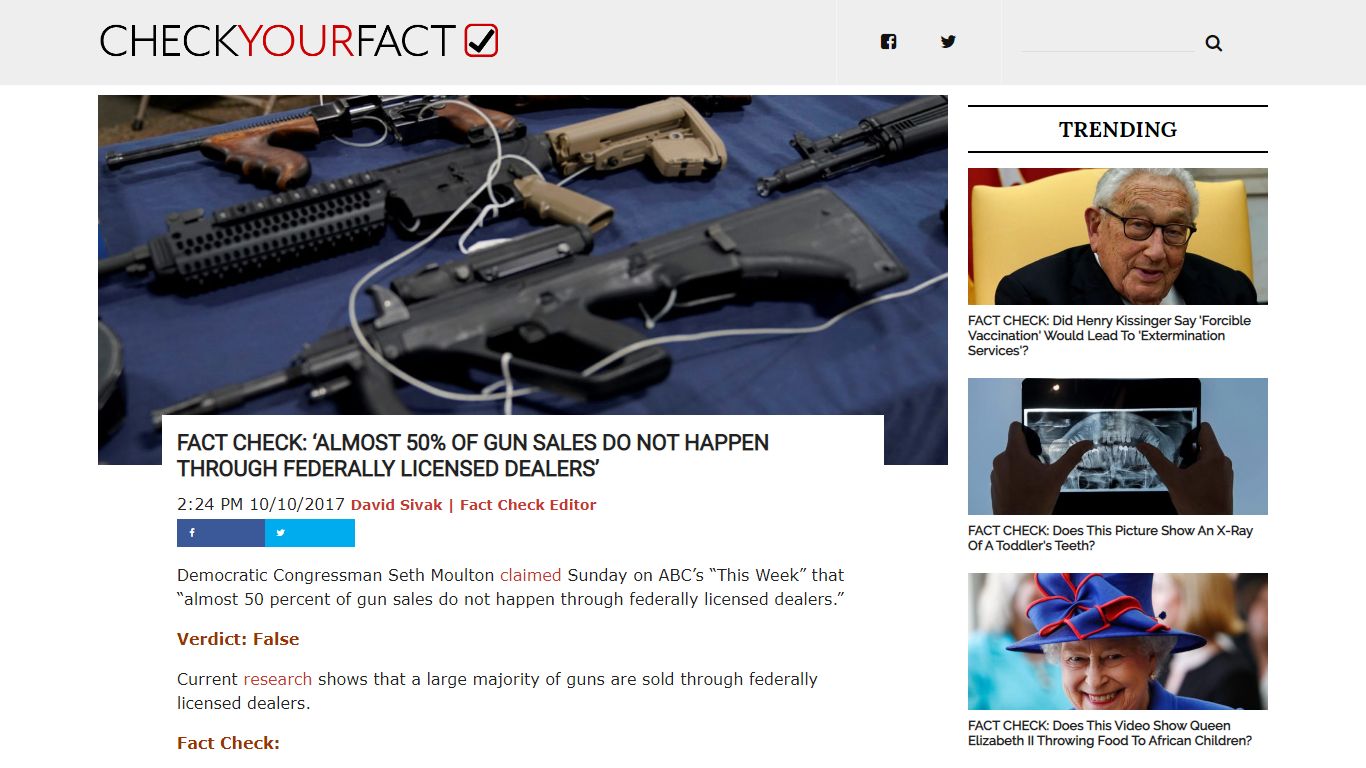 FACT CHECK: ‘Almost 50% Of Gun Sales Do Not Happen Through Federally ...